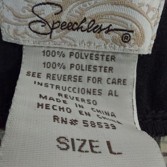 Speechless Sleeveless Y2K V-Neck Blouse Sz. Large Red Black Satin Chiffon - Picture 5 of 8